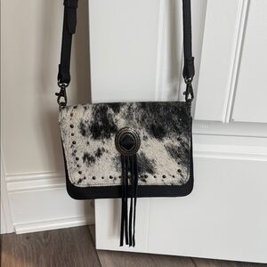 Black and White Fringe Crossbody Bag